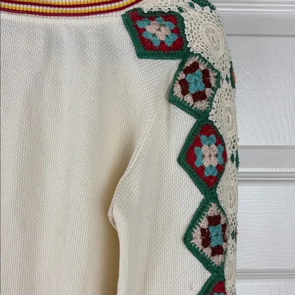 We The Free Crochet Granny Square Sleeve Boho Top Size Large - Picture 12 of 12